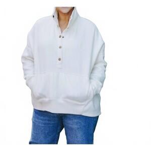 NEW ODDI high neck button front sweatshirt in cream